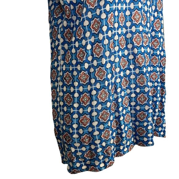 CHICO'S Blue Orange Knit V-Neck Short Sleeve Ramie & Rayon Blend Thin Sweater 1 - Picture 12 of 16